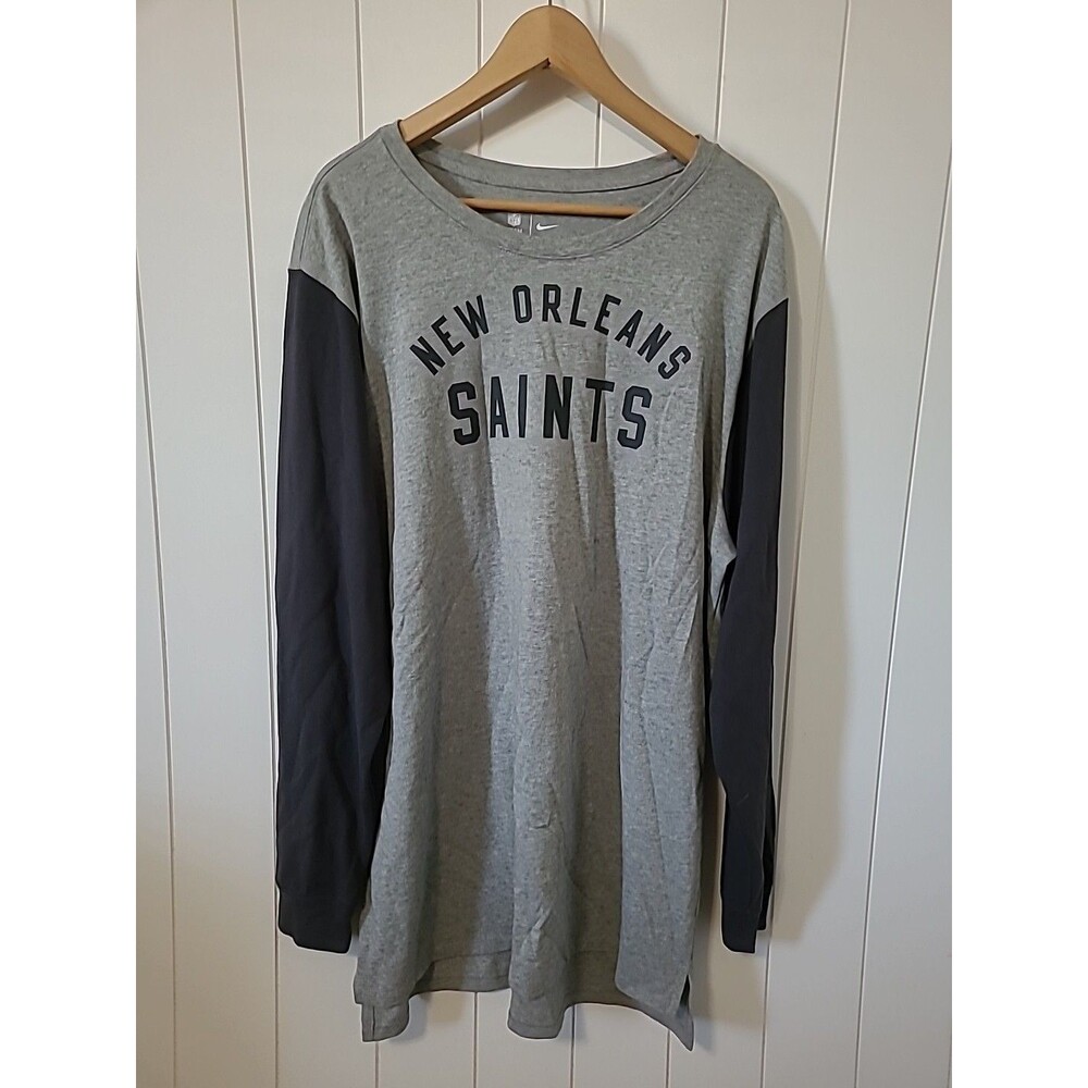 Nike NFL New Orleans Saints Football Shirt Mens XL Grey Long Sleeve New